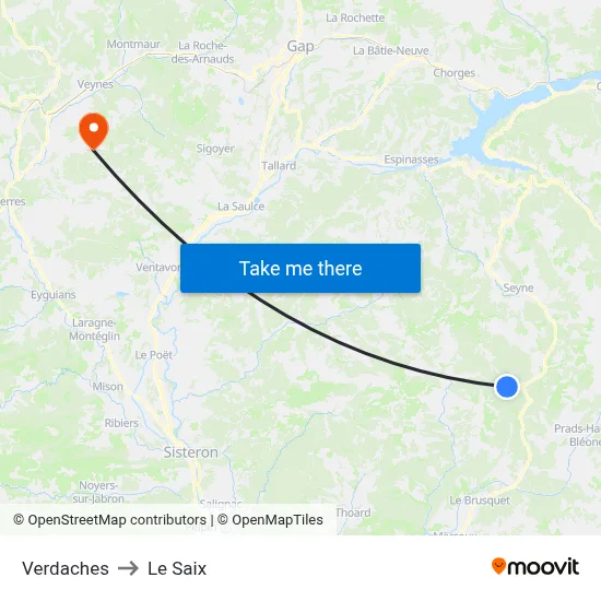 Verdaches to Le Saix map