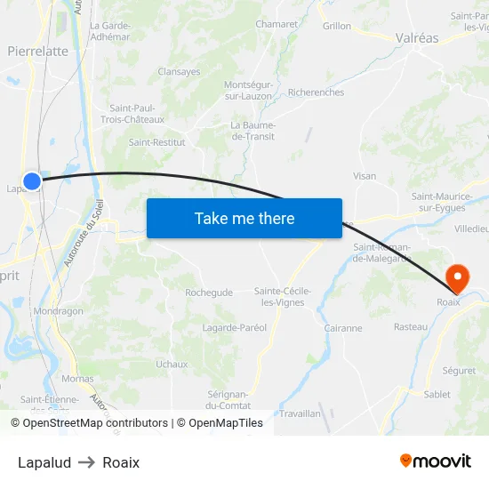 Lapalud to Roaix map