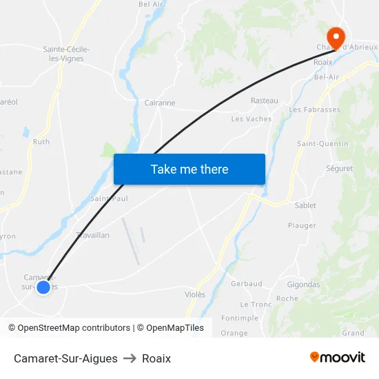 Camaret-Sur-Aigues to Roaix map