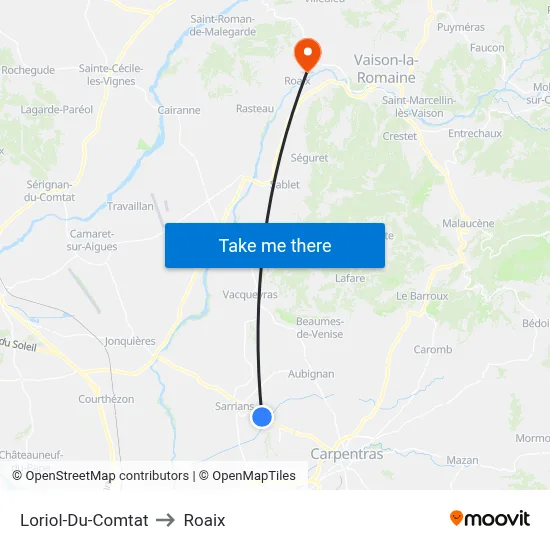Loriol-Du-Comtat to Roaix map