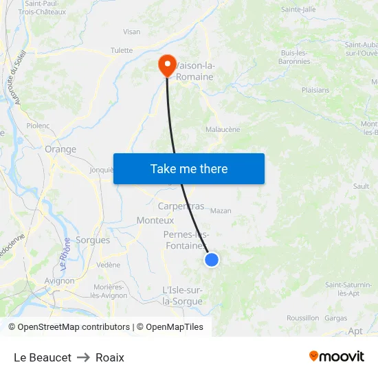 Le Beaucet to Roaix map