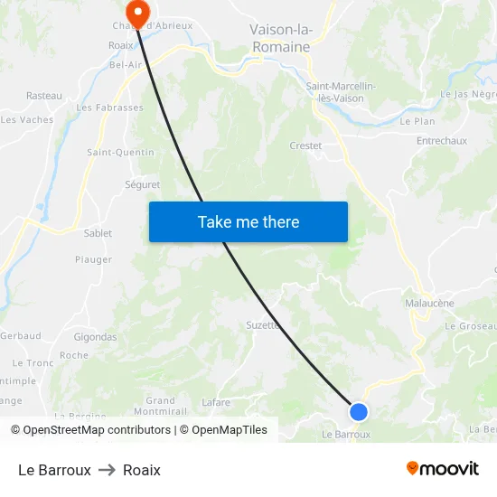 Le Barroux to Roaix map