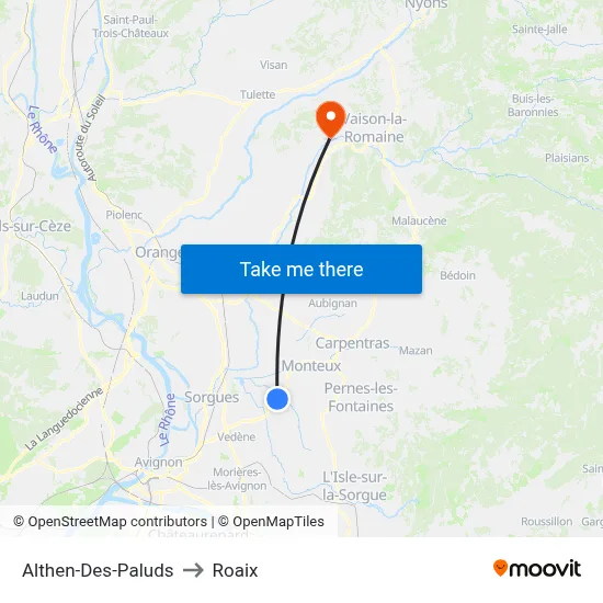 Althen-Des-Paluds to Roaix map