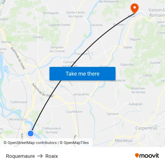 Roquemaure to Roaix map