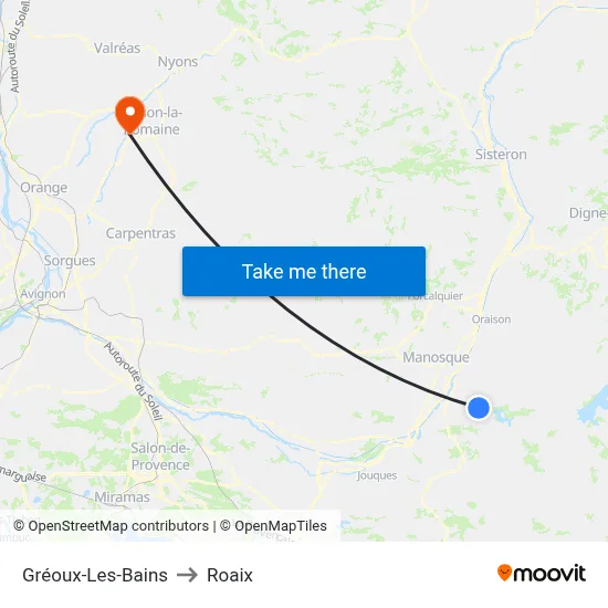 Gréoux-Les-Bains to Roaix map