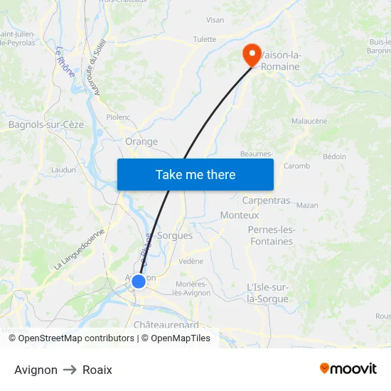 Avignon to Roaix map