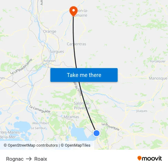 Rognac to Roaix map