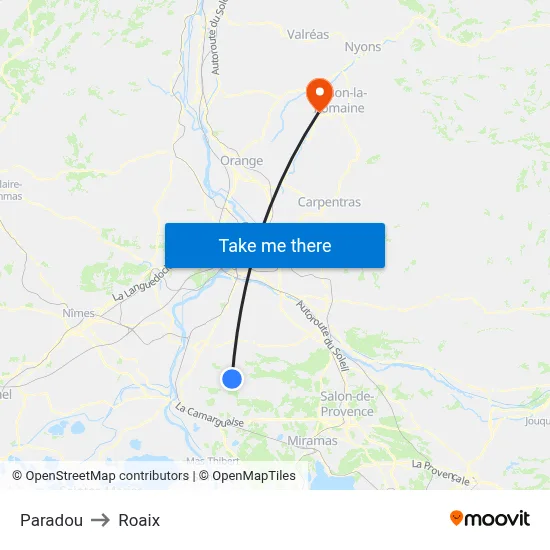 Paradou to Roaix map