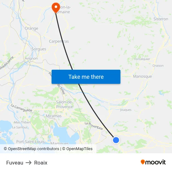 Fuveau to Roaix map