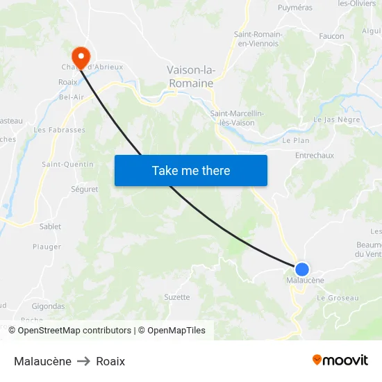 Malaucène to Roaix map