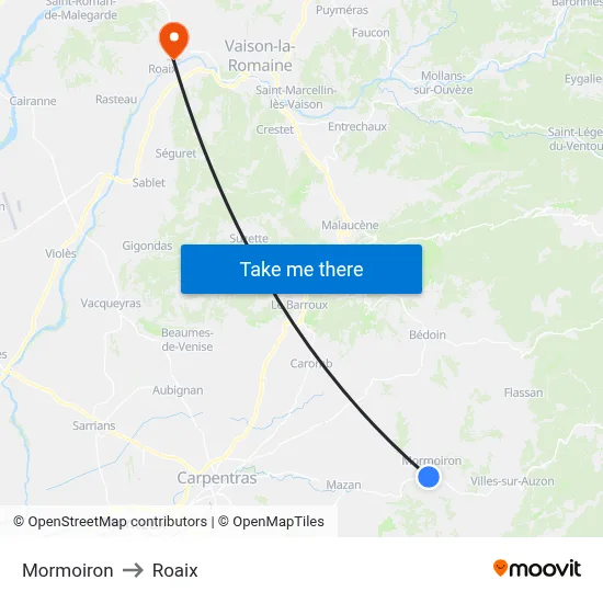 Mormoiron to Roaix map