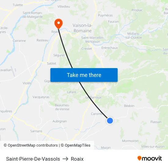 Saint-Pierre-De-Vassols to Roaix map