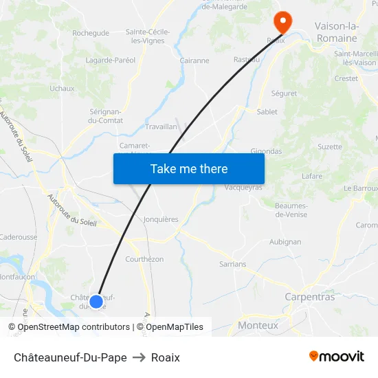 Châteauneuf-Du-Pape to Roaix map