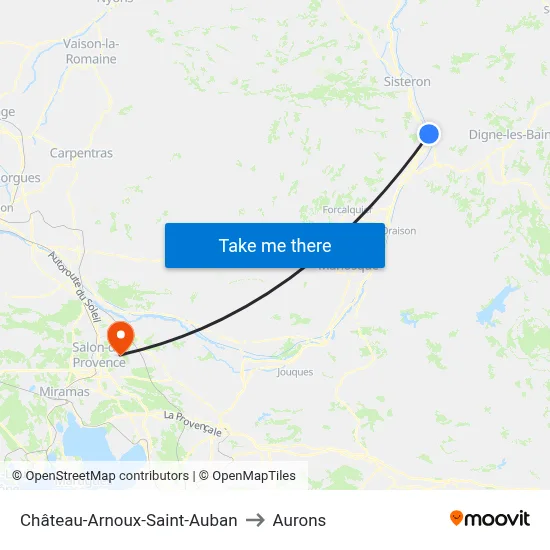 Château-Arnoux-Saint-Auban to Aurons map