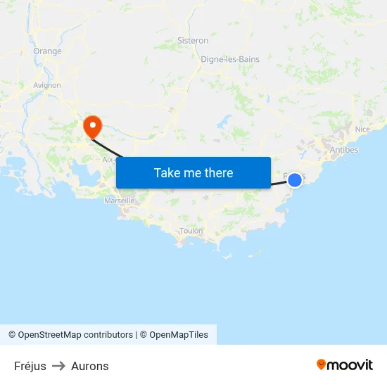 Fréjus to Aurons map