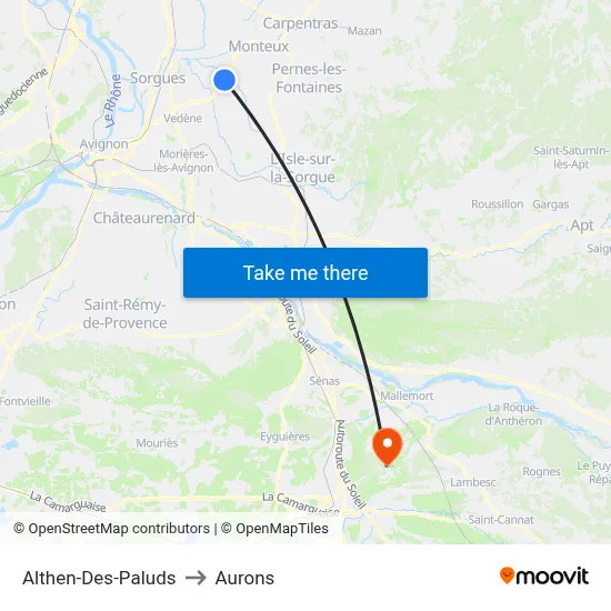 Althen-Des-Paluds to Aurons map