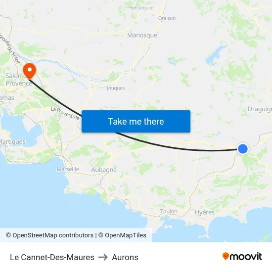 Le Cannet-Des-Maures to Aurons map