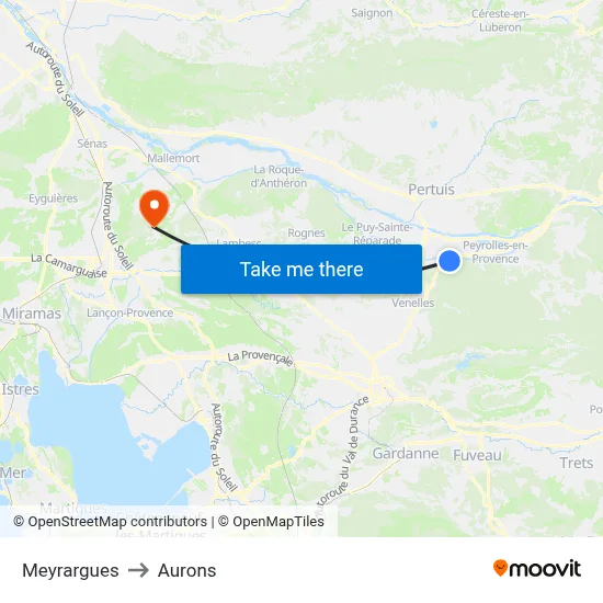 Meyrargues to Aurons map
