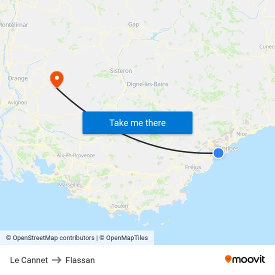 Le Cannet to Flassan map