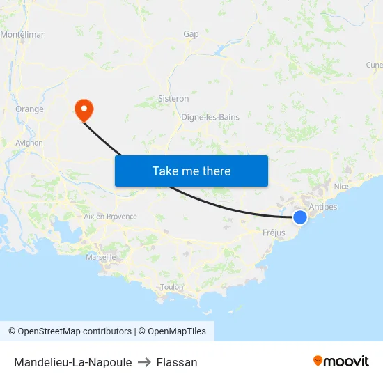 Mandelieu-La-Napoule to Flassan map