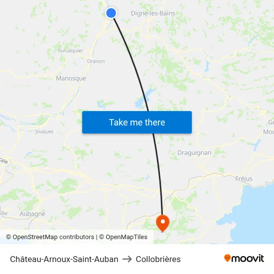 Château-Arnoux-Saint-Auban to Collobrières map
