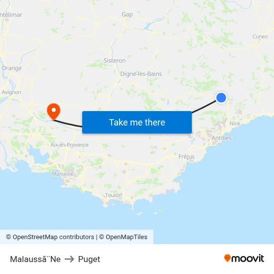 Malaussã¨Ne to Puget map