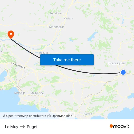 Le Muy to Puget map