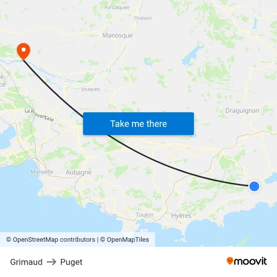 Grimaud to Puget map