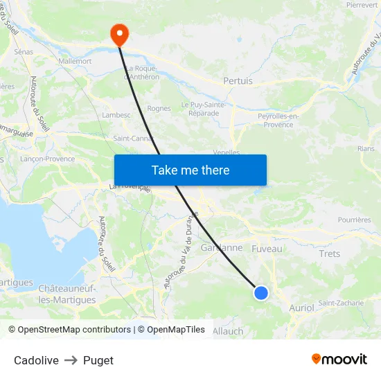Cadolive to Puget map
