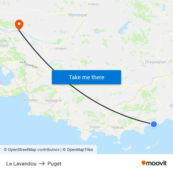 Le Lavandou to Puget map