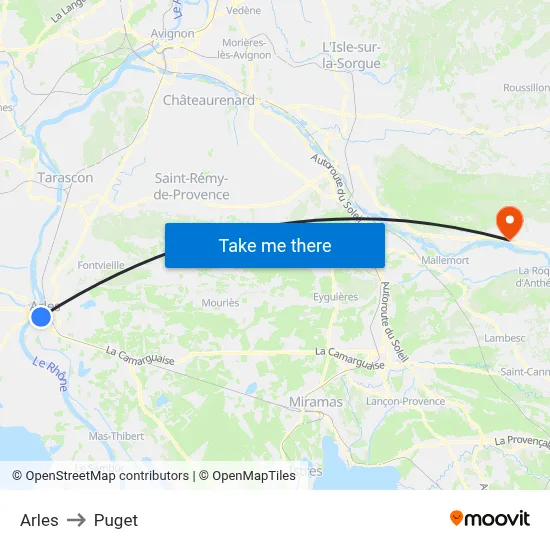 Arles to Puget map