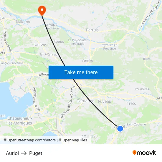 Auriol to Puget map