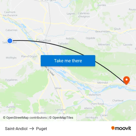 Saint-Andiol to Puget map