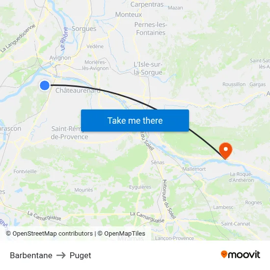 Barbentane to Puget map
