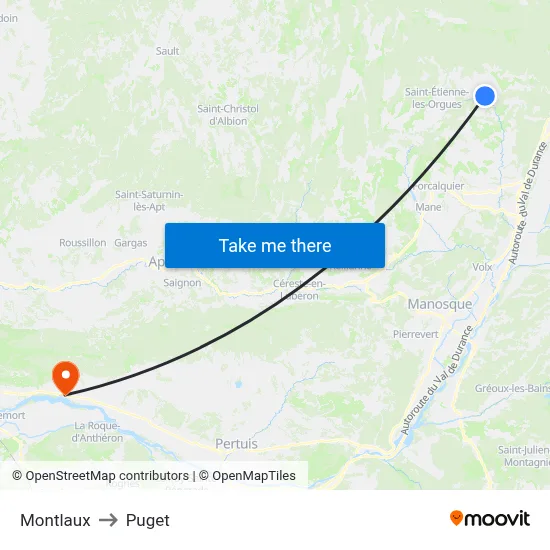 Montlaux to Puget map