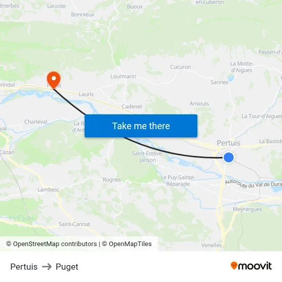 Pertuis to Puget map