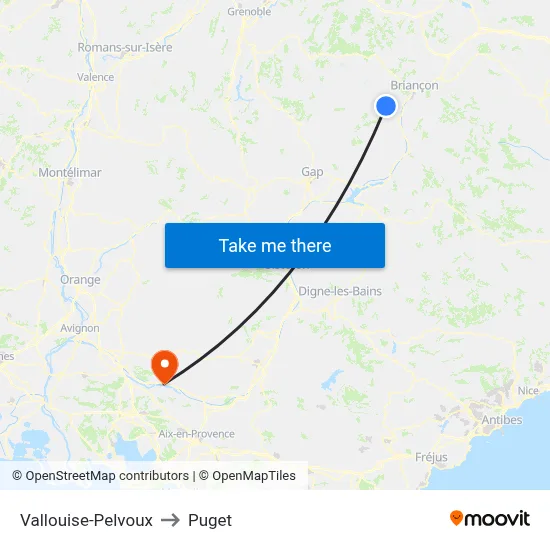 Vallouise-Pelvoux to Puget map