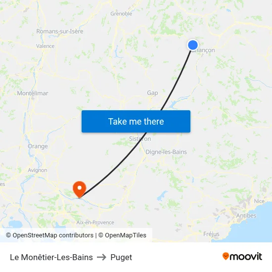 Le Monêtier-Les-Bains to Puget map
