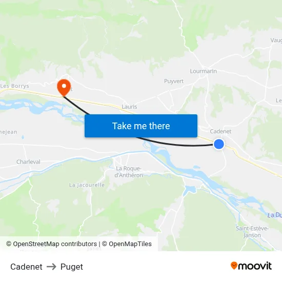 Cadenet to Puget map