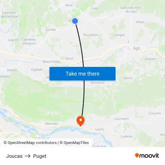 Joucas to Puget map