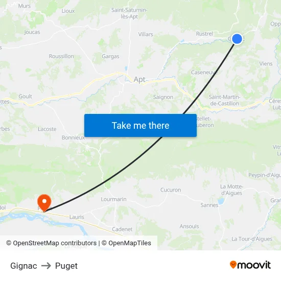 Gignac to Puget map