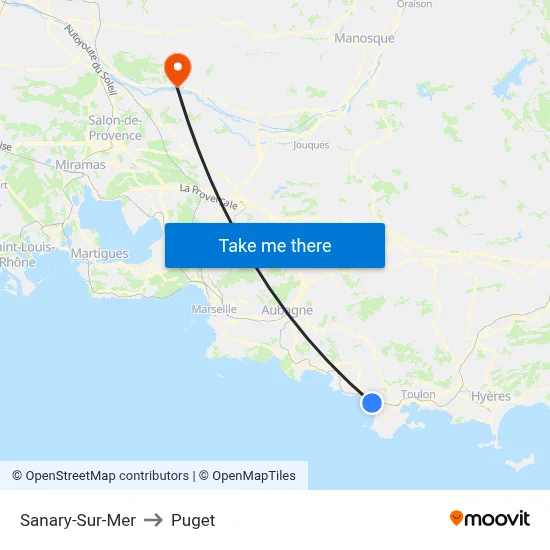Sanary-Sur-Mer to Puget map