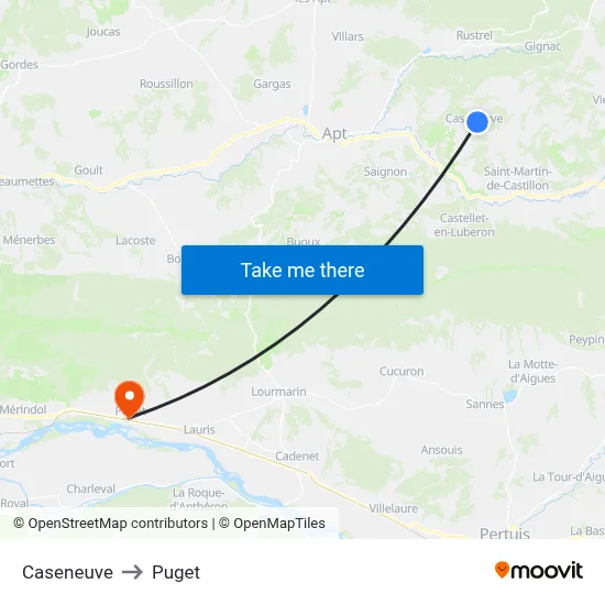 Caseneuve to Puget map