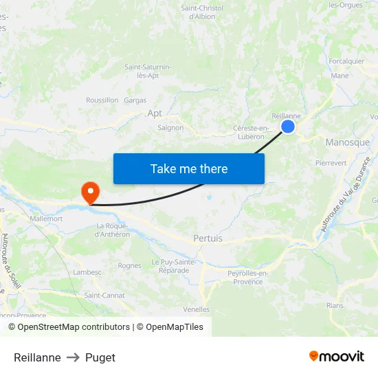 Reillanne to Puget map