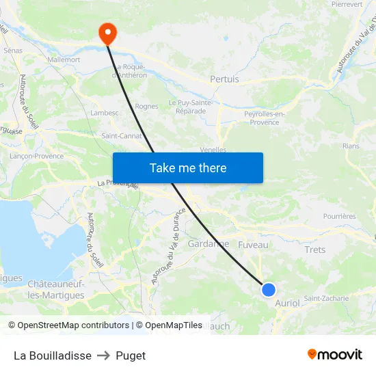 La Bouilladisse to Puget map