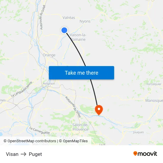 Visan to Puget map