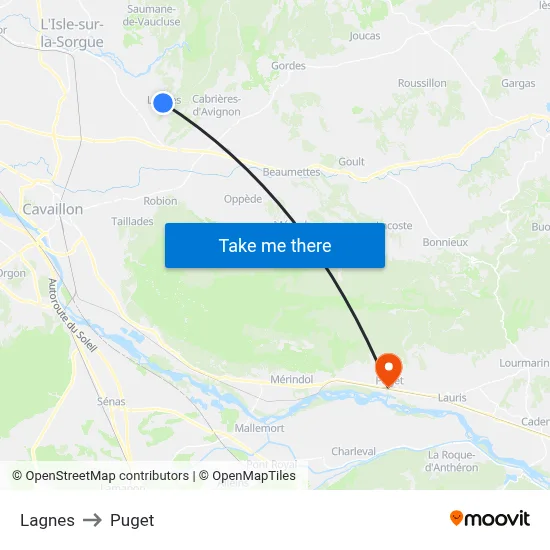 Lagnes to Puget map
