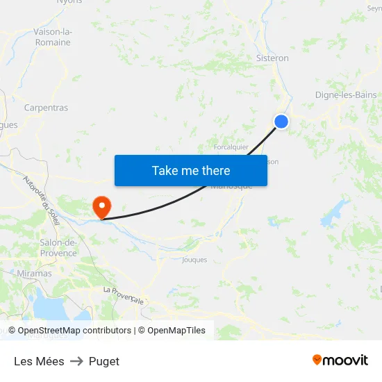 Les Mées to Puget map