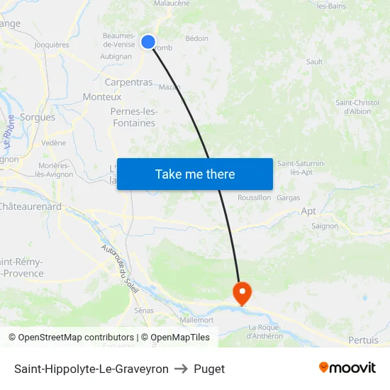 Saint-Hippolyte-Le-Graveyron to Puget map