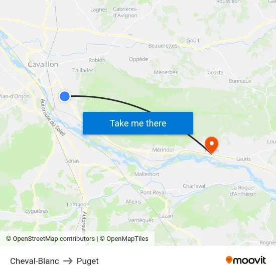Cheval-Blanc to Puget map